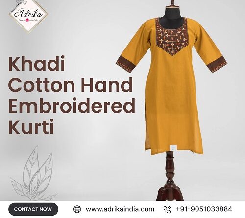 Khadi Cotton Hand Embroidery Kurti